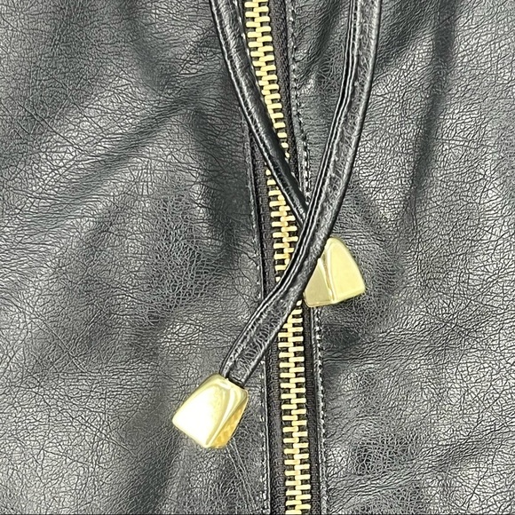 New Look Women's Faux Leather Puff Sleeve Full Zip Jacket w/ Drawstrings - Picture 3 of 7